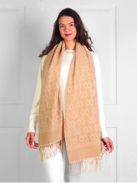 Cashmere Feeling Double Loop Scarf with Fringes